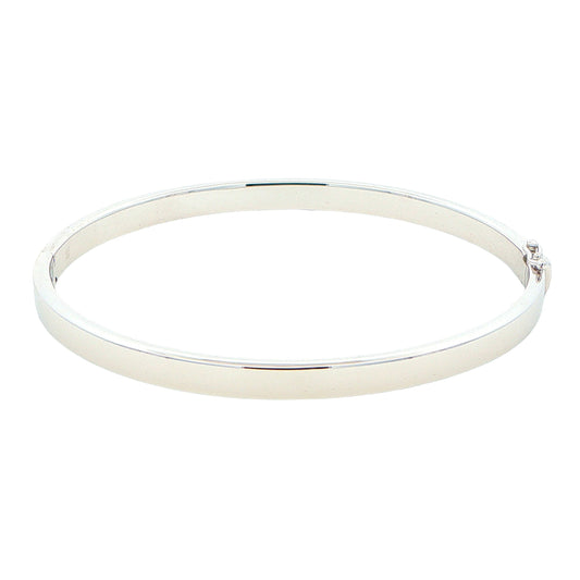 Silver 5mm Solid bangle in a flat profile with rounded edges