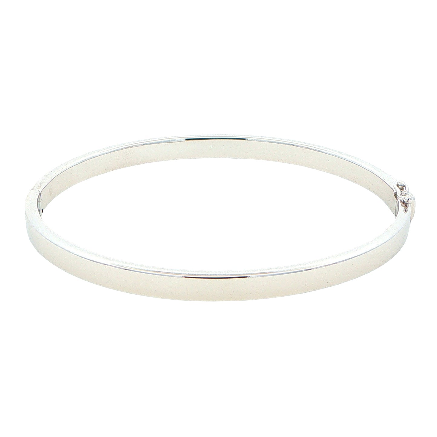 Silver 5mm Solid bangle in a flat profile with rounded edges Gardiner Brothers
