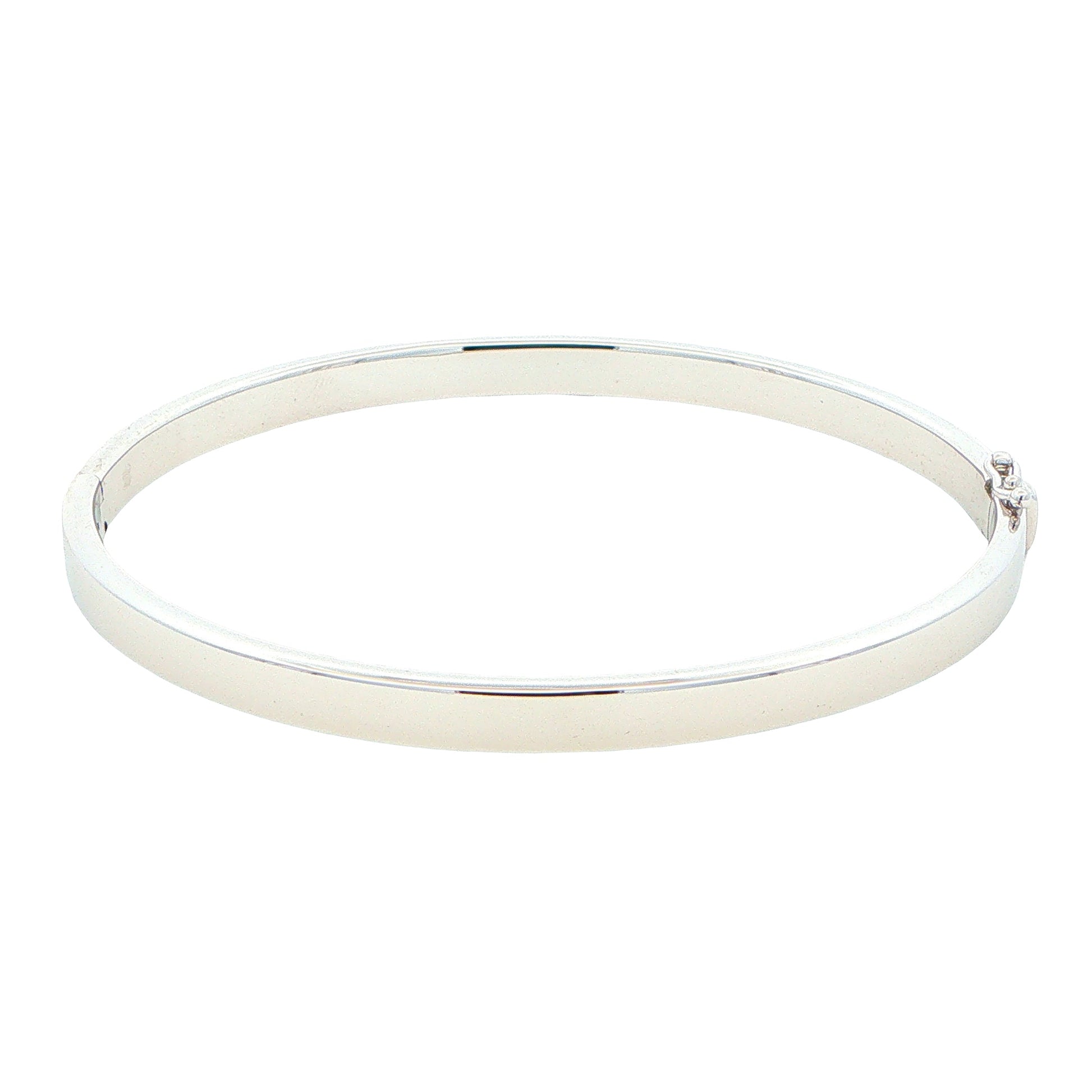 Silver 5mm Solid bangle in a flat profile with rounded edges Gardiner Brothers
