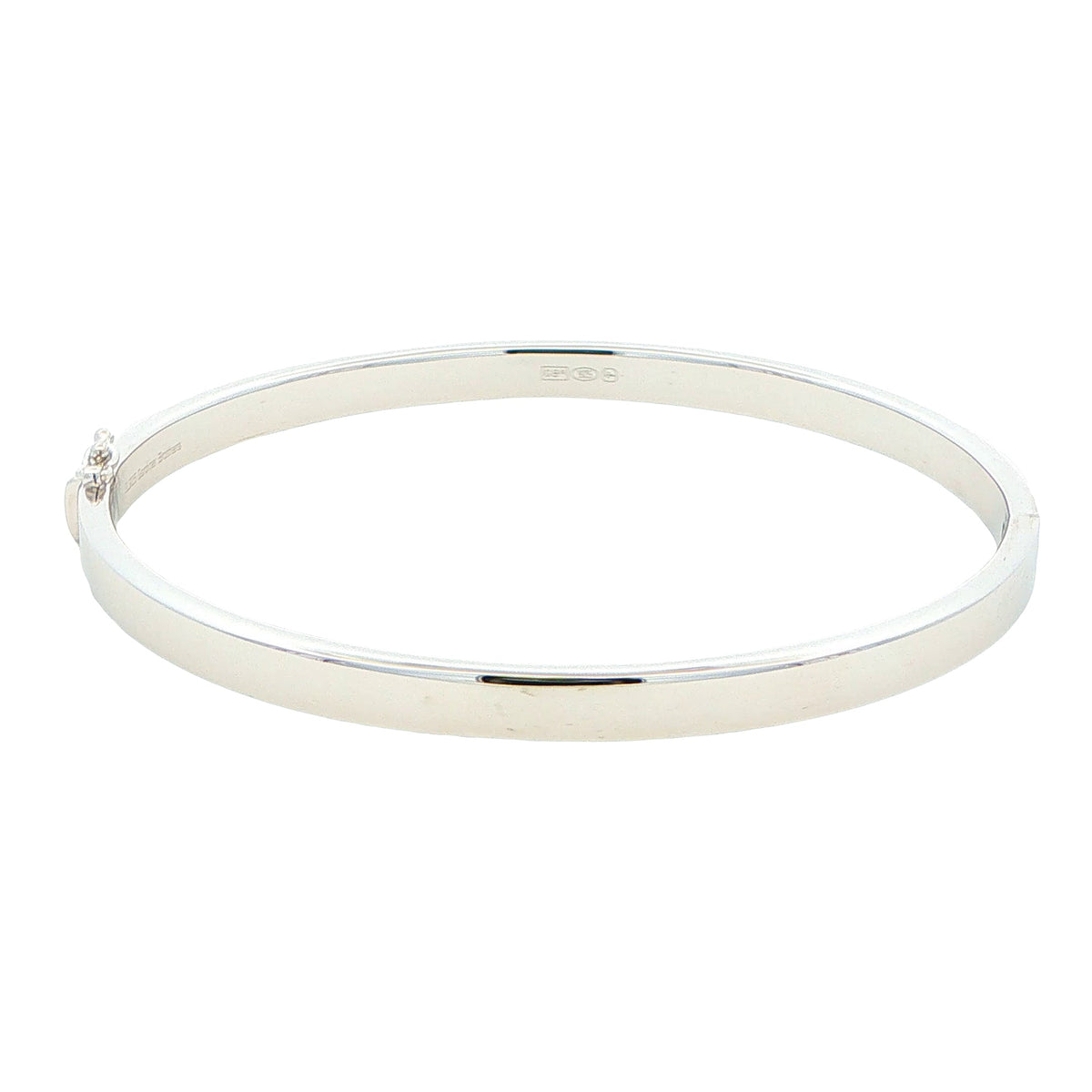 Silver 5mm Solid bangle in a flat profile with rounded edges Gardiner Brothers
