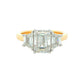 Yellow Gold Emerald and Trapezoid Cut Diamond 3 Stone Ring - 2.86cts