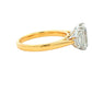 Yellow Gold Emerald and Trapezoid Cut Diamond 3 Stone Ring - 2.86cts