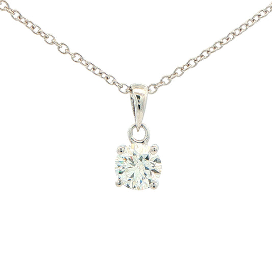 Round Brilliant Cut Diamond Solitaire Pendant - 0.80cts