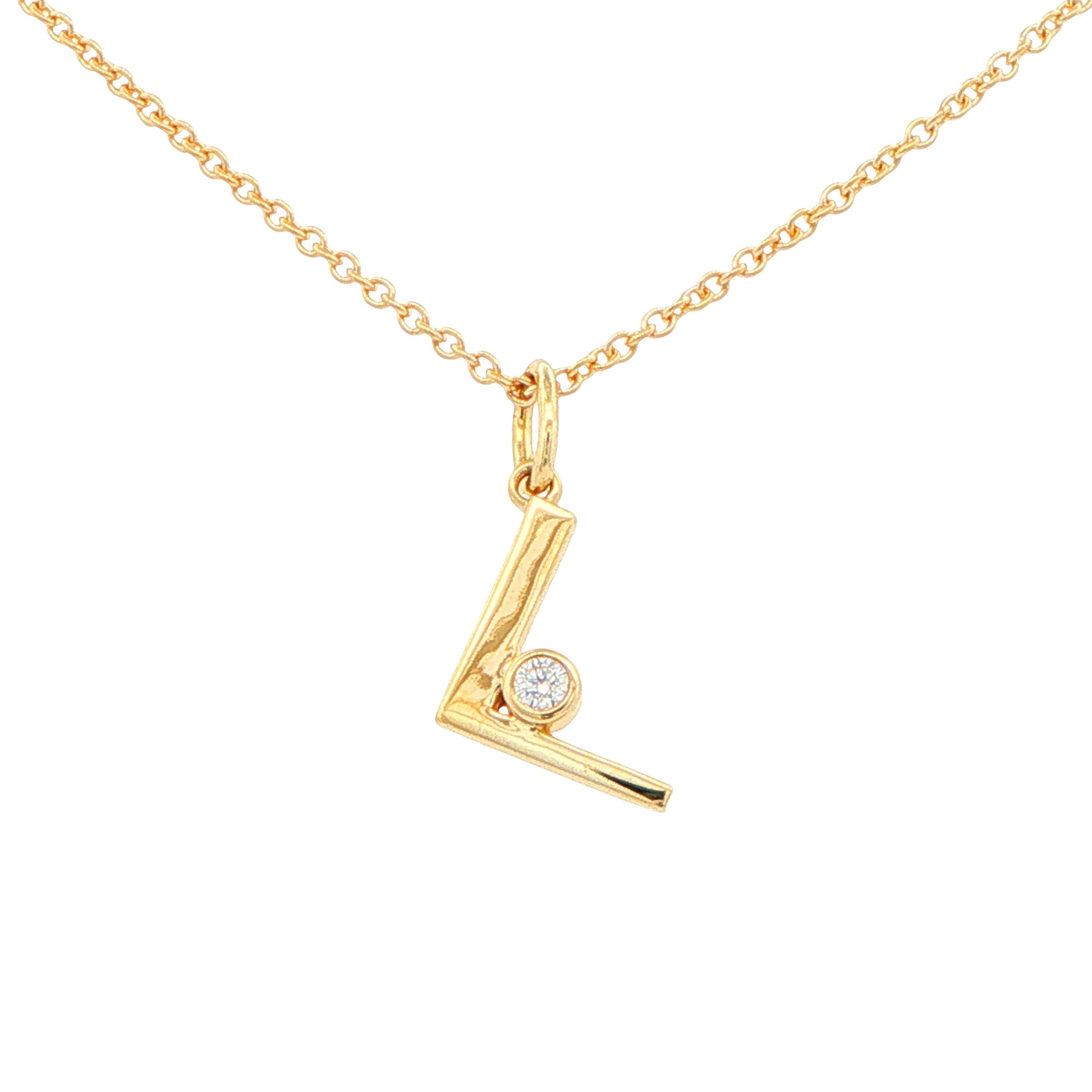 Round Brilliant Cut Diamond Set 'Initial' Pendants Gardiner Brothers L 9ct Yellow Gold