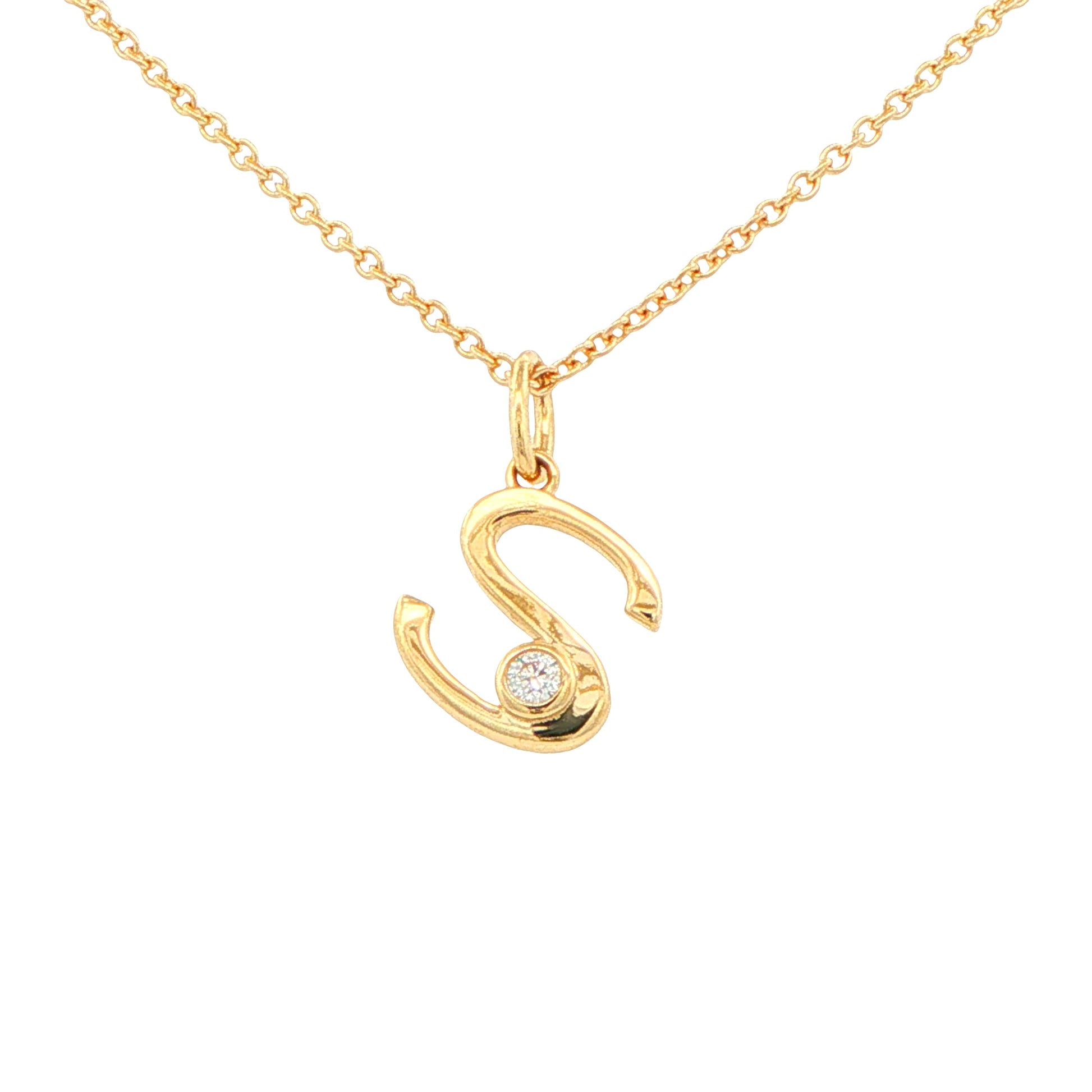Round Brilliant Cut Diamond Set 'Initial' Pendants Gardiner Brothers