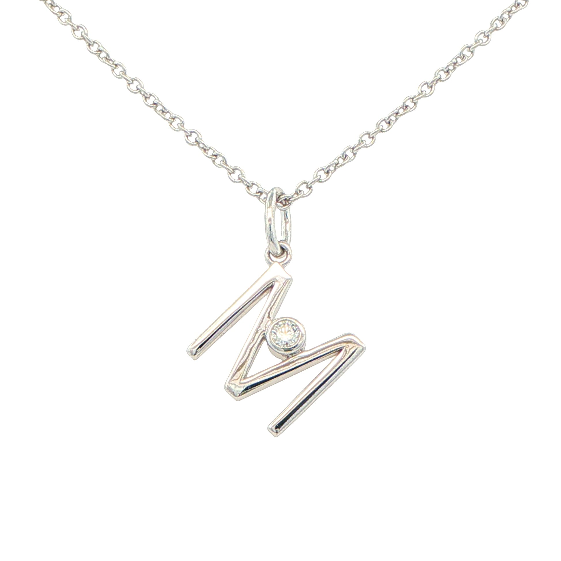 Round Brilliant Cut Diamond Set 'Initial' Pendants Gardiner Brothers M 9ct Yellow Gold