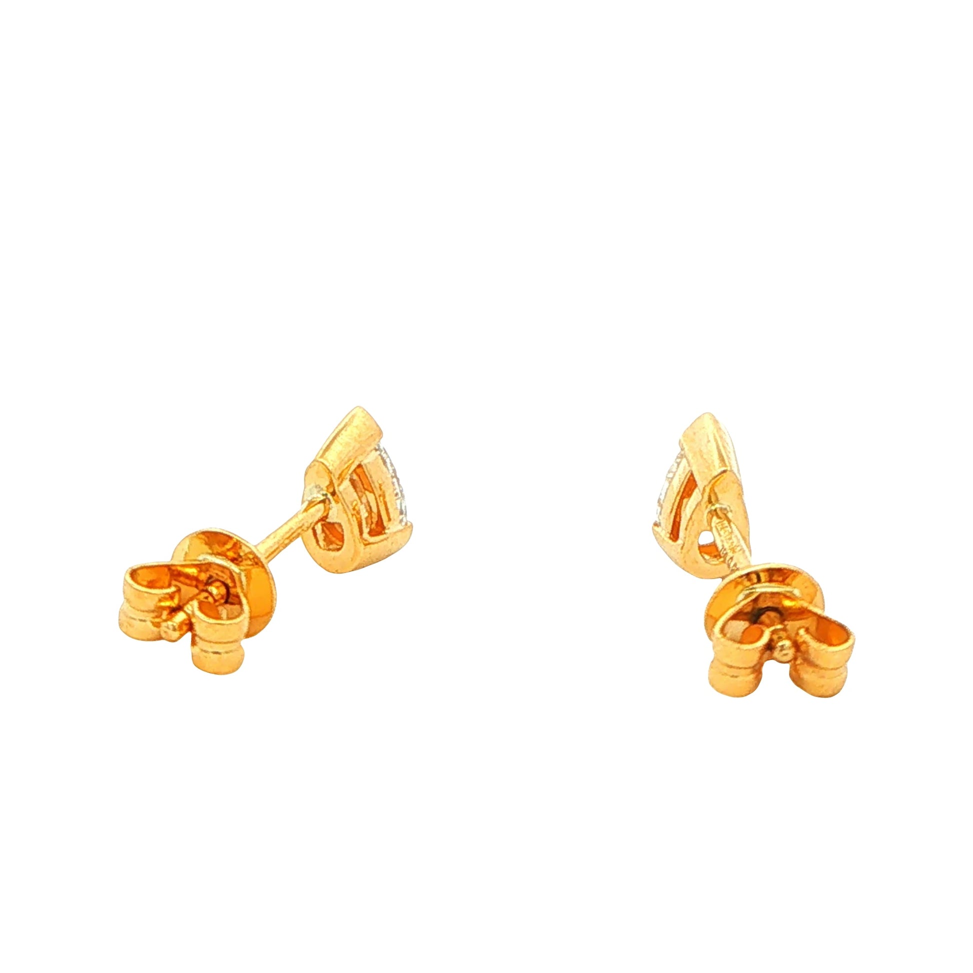 Pear Shaped Diamond Half Rub Over Set Solitaire Earrings - 0.44cts Gardiner Brothers