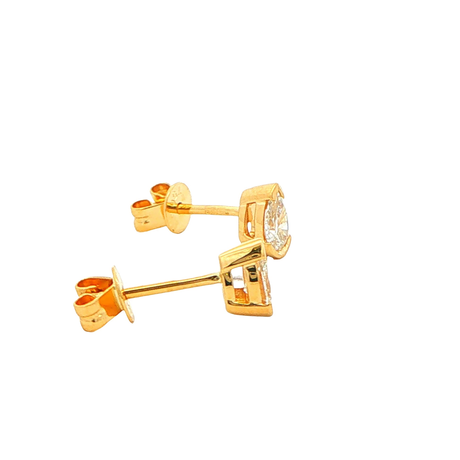 Pear Shaped Diamond Half Rub Over Set Solitaire Earrings - 0.44cts Gardiner Brothers