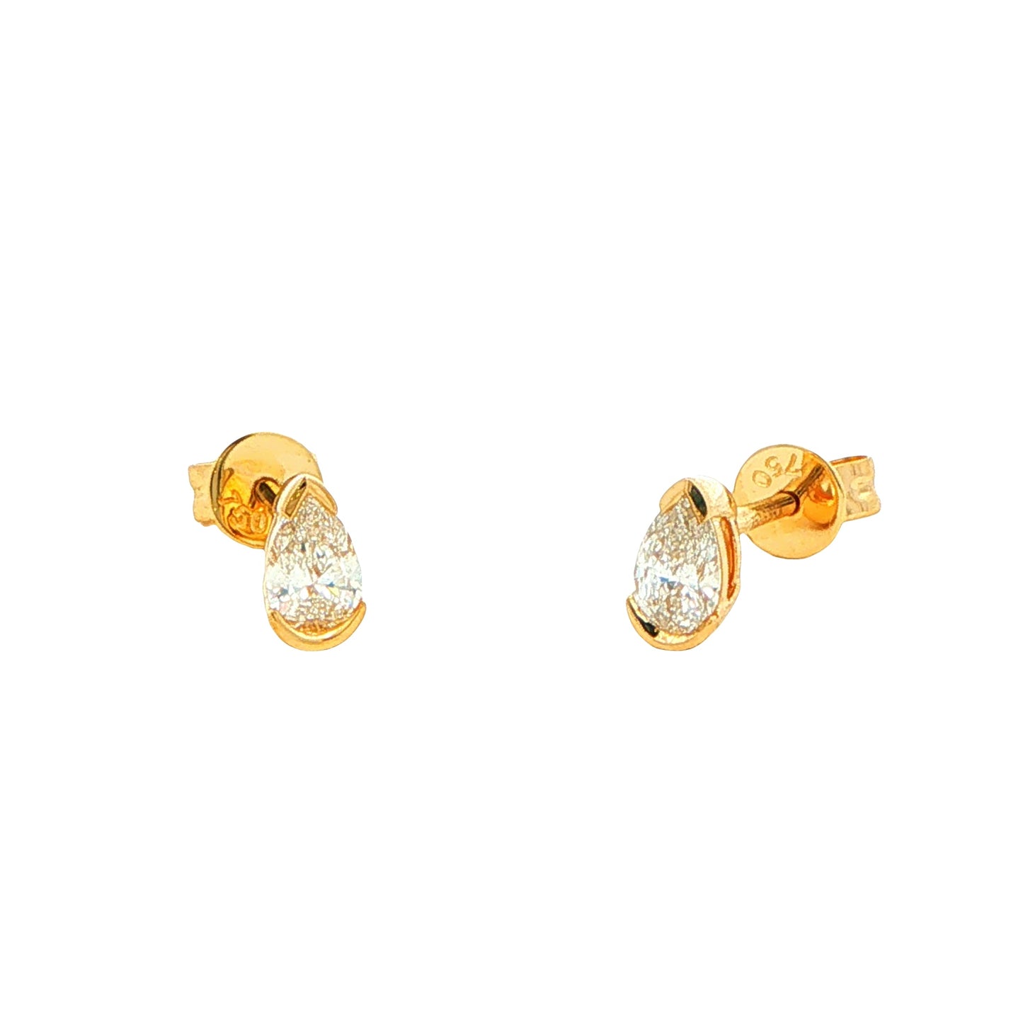 Pear Shaped Diamond Half Rub Over Set Solitaire Earrings - 0.44cts Gardiner Brothers
