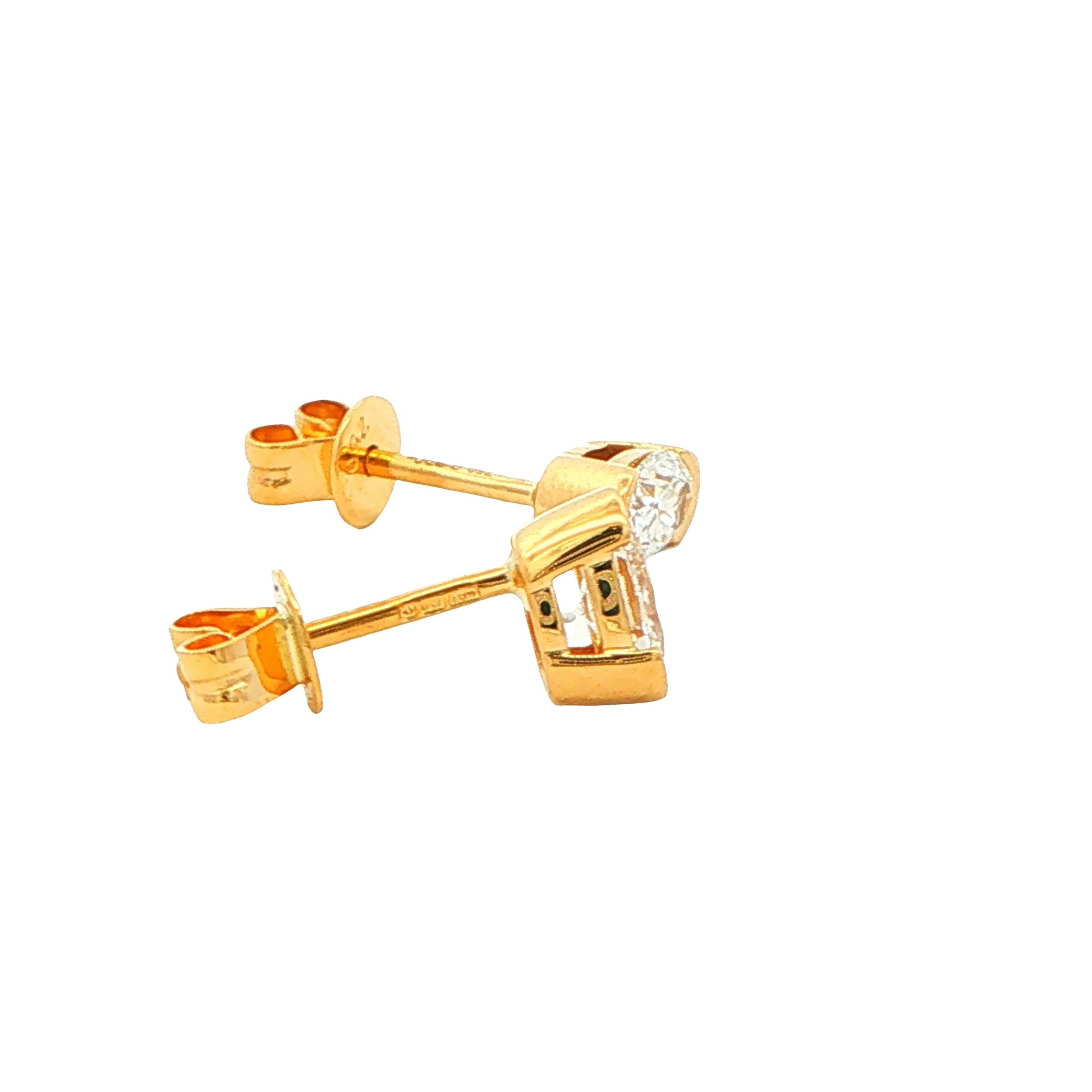 Oval Shaped Diamond Half Rub Over Set Solitaire earrings - 0.61cts Gardiner Brothers