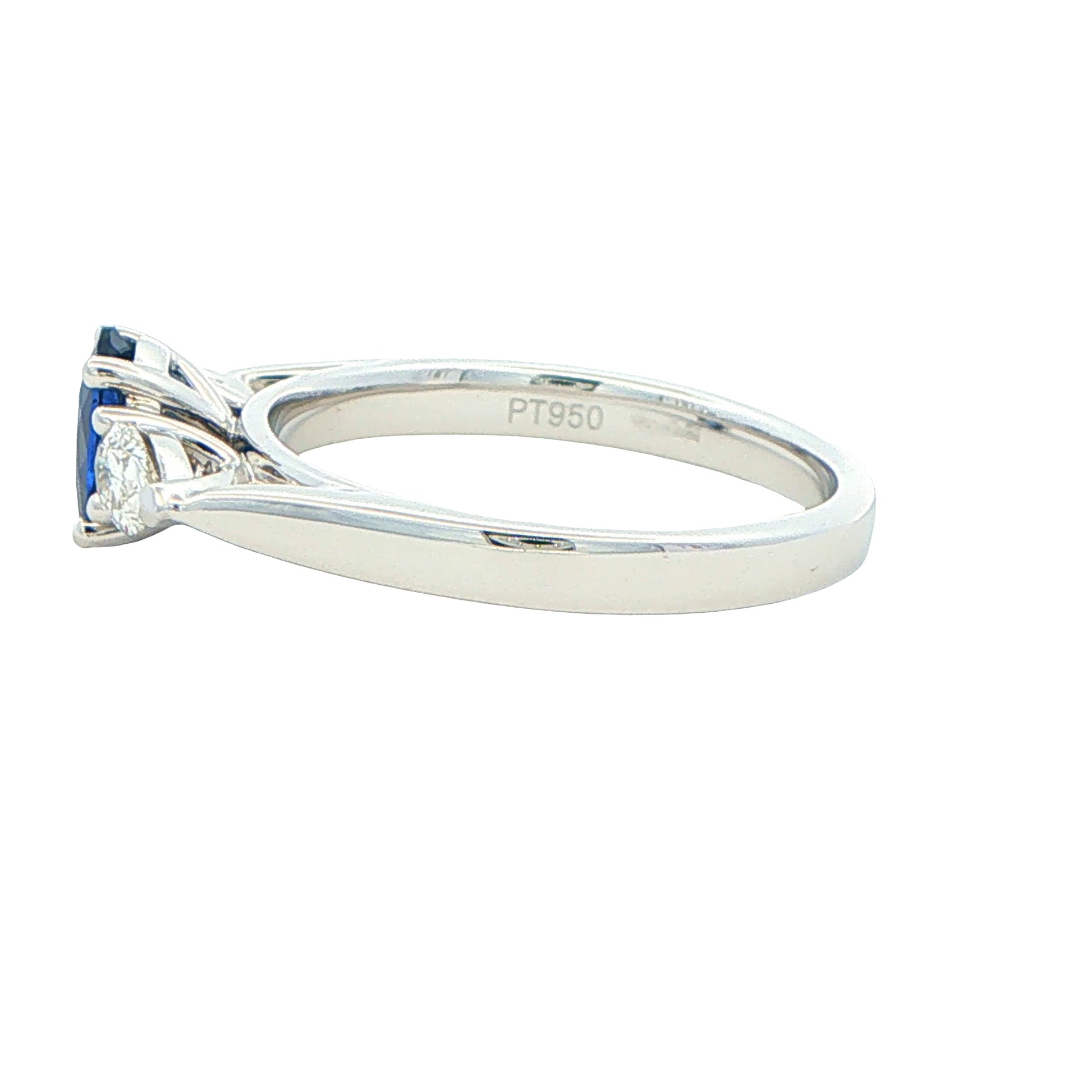 Oval Sapphire and Pear Shaped Diamond 3 Stone Ring Gardiner Brothers