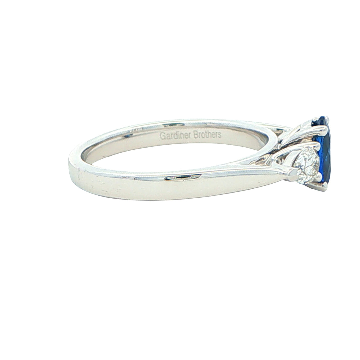 Oval Sapphire and Pear Shaped Diamond 3 Stone Ring Gardiner Brothers