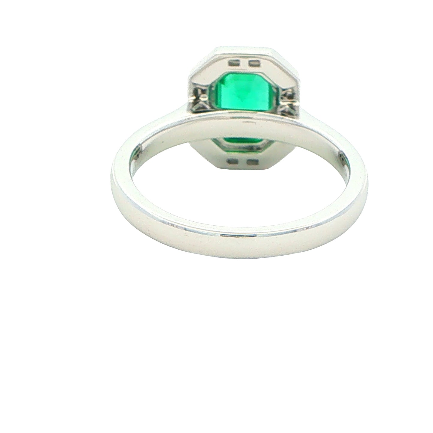 Octagonal Emerald and Diamond Vintage Halo Style Ring Gardiner Brothers