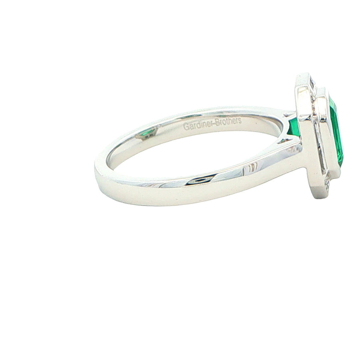 Octagonal Emerald and Diamond Vintage Halo Style Ring Gardiner Brothers