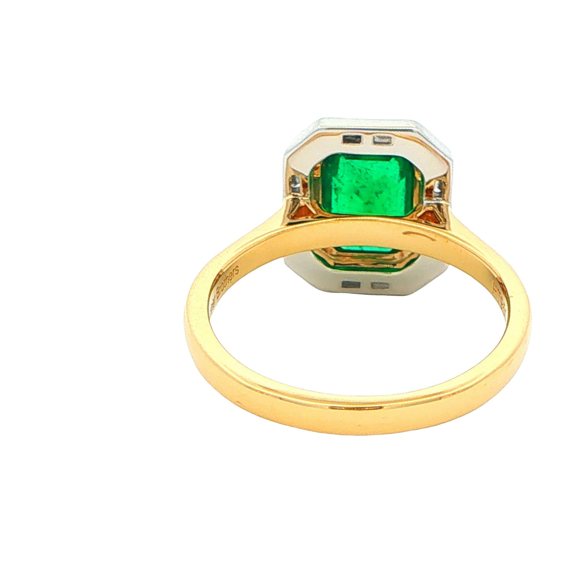 Octagonal Emerald and Diamond Vintage Halo Style Ring Gardiner Brothers