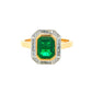 Octagonal Emerald and Diamond Vintage Halo Style Ring Gardiner Brothers