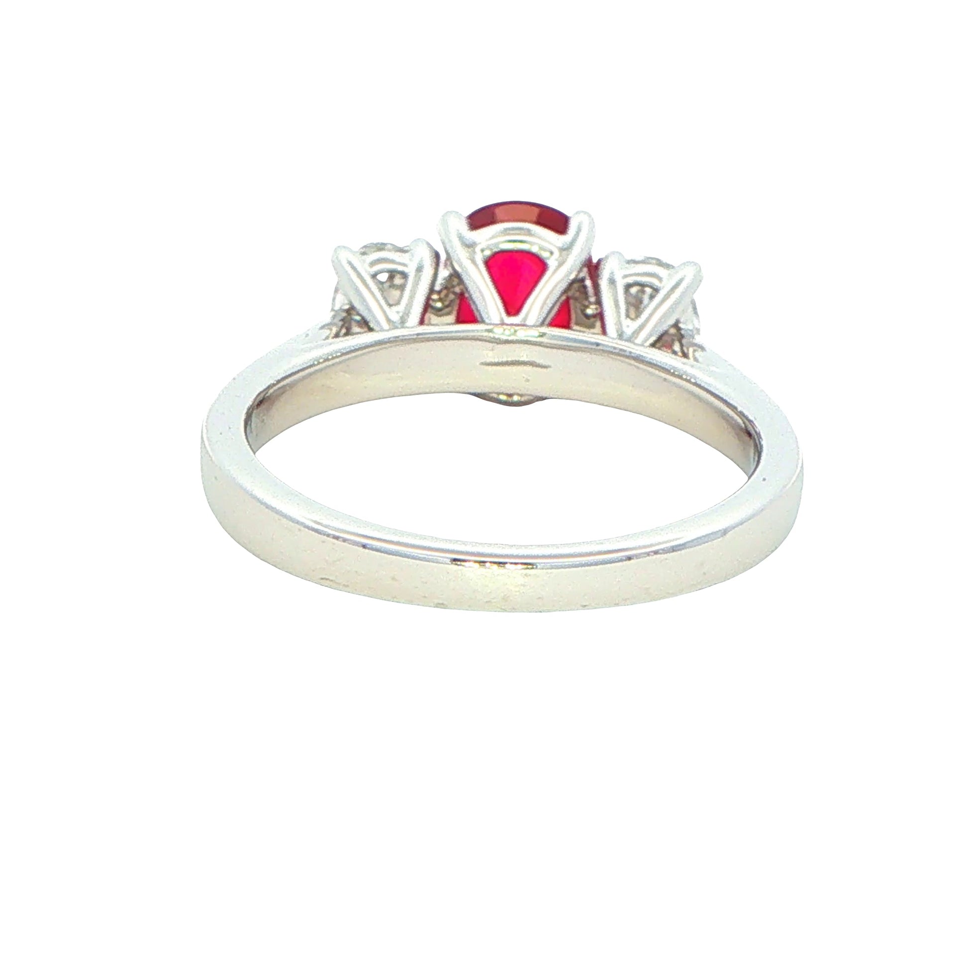 Oval shaped Ruby and Oval Diamond 3 Stone Ring Gardiner Brothers