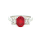 Oval shaped Ruby and Oval Diamond 3 Stone Ring Gardiner Brothers