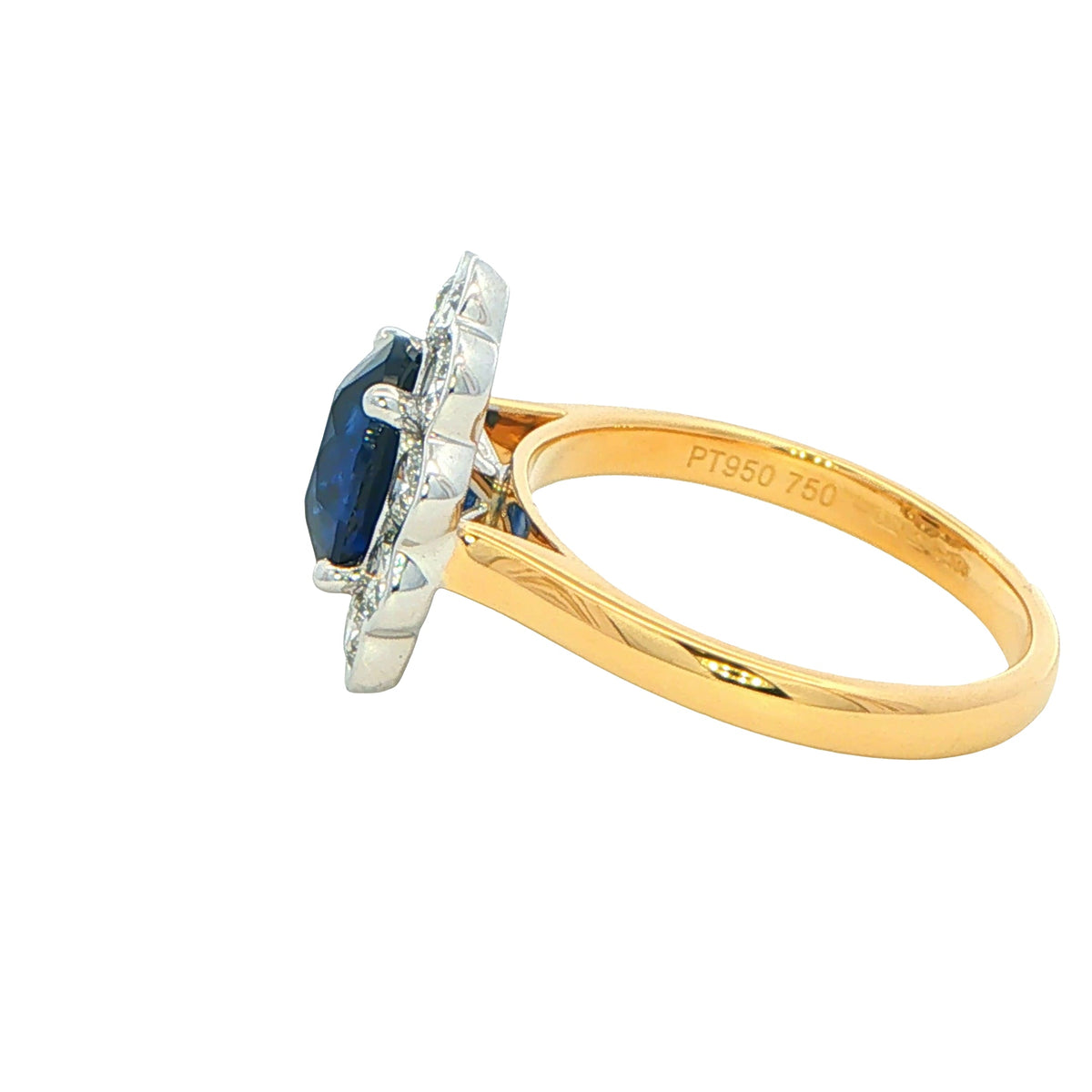 Oval Sapphire and Diamond Modern Cluster Style Ring Gardiner Brothers