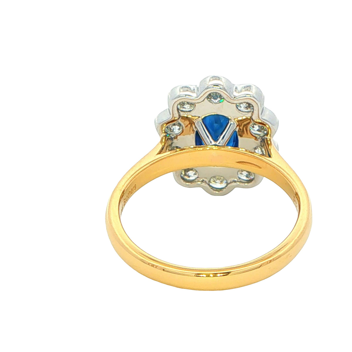 Oval Sapphire and Diamond Modern Cluster Style Ring Gardiner Brothers