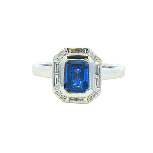 Sapphire and Diamond Vintage Style Cluster Ring Gardiner Brothers