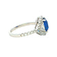Cushion Shaped Sapphire and Trillion Cit Diamond fancy Halo Style Ring Gardiner Brothers