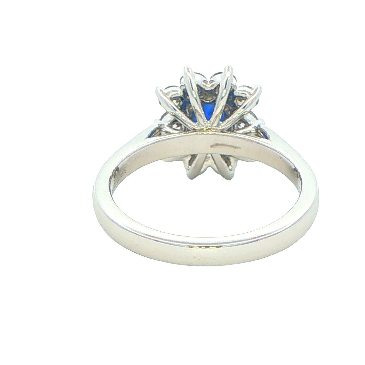 Octagonal Sapphire and round brilliant cut diamond cluster ring Gardiner Brothers