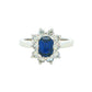 Octagonal Sapphire and round brilliant cut diamond cluster ring Gardiner Brothers