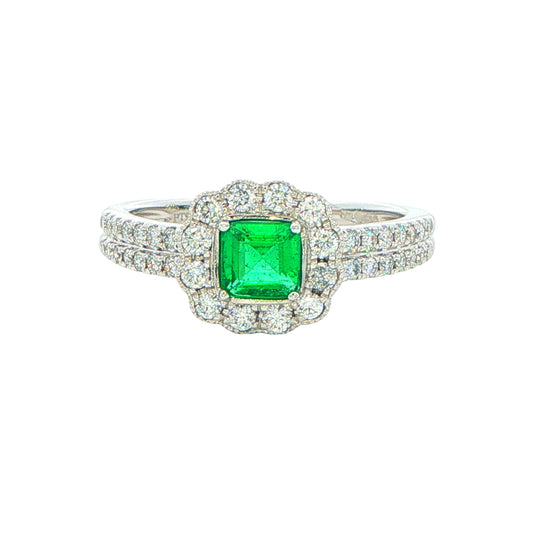 Emerald and Diamond Vintage Style Ring Gardiner Brothers
