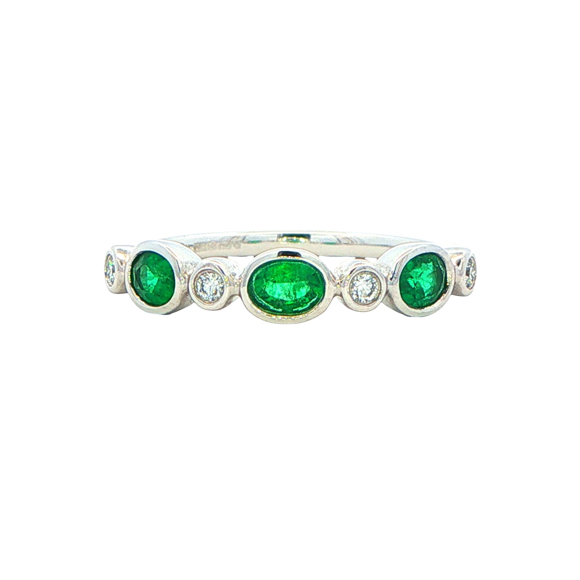 Emerald and Diamond 7 Stone Dress Ring Gardiner Brothers