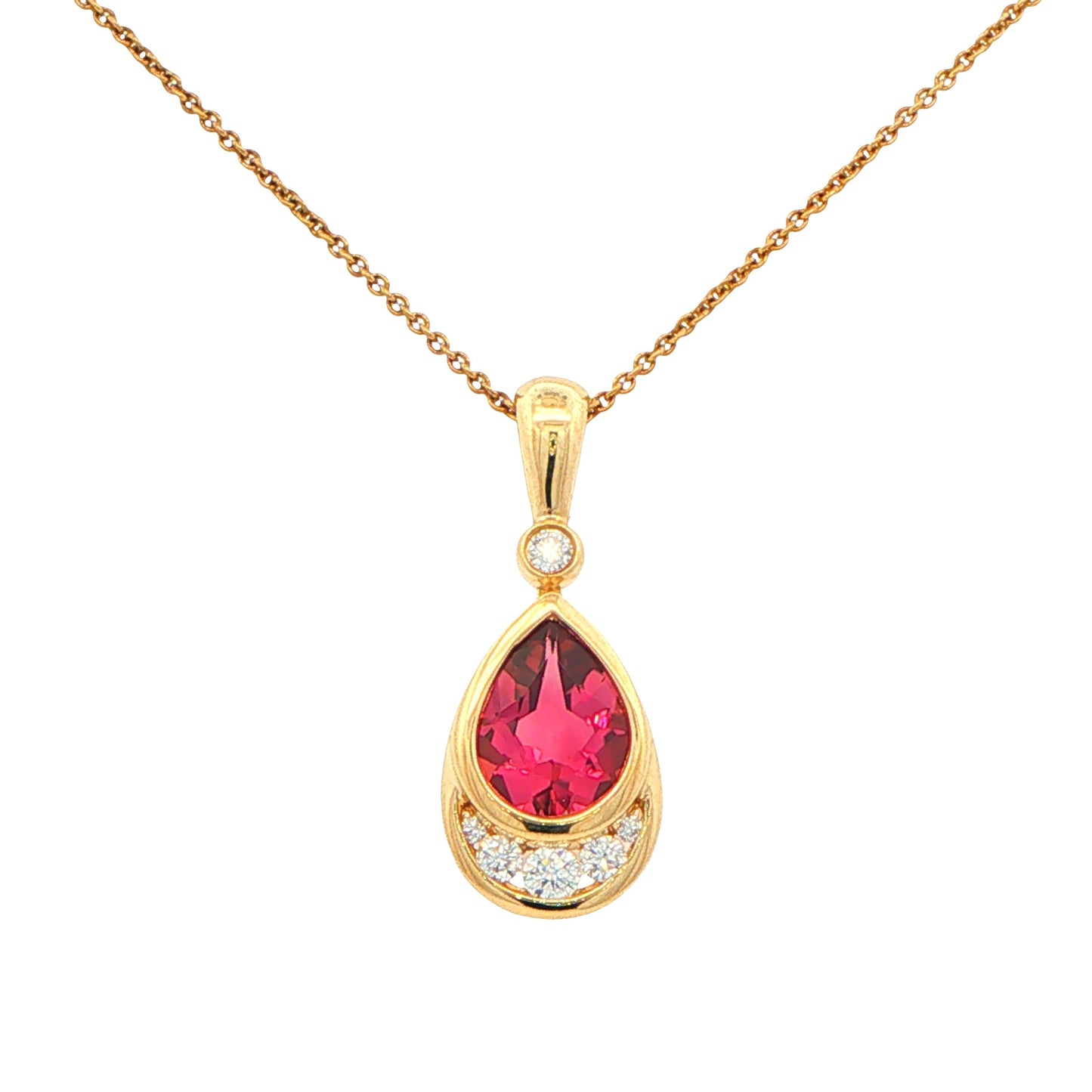 Pink Tourmaline and Diamond Fancy Style Pendant Gardiner Brothers