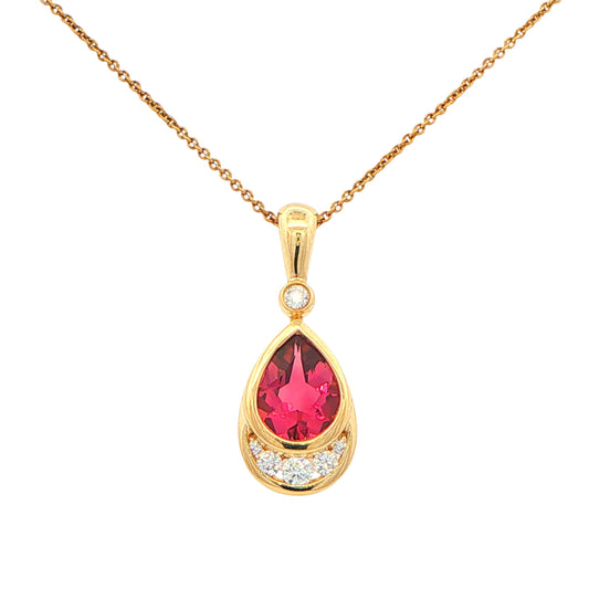 Pink Tourmaline and Diamond Fancy Style Pendant Gardiner Brothers