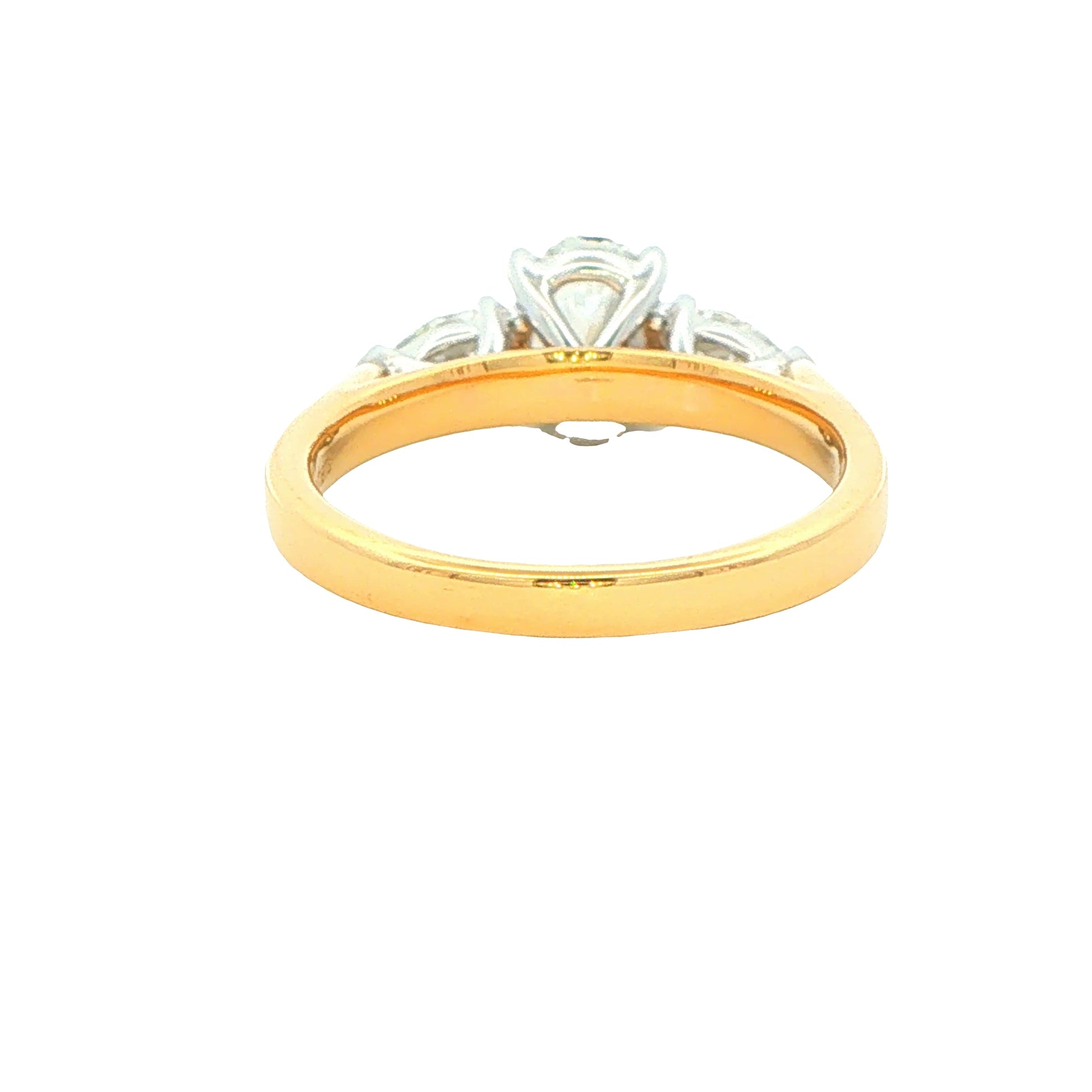 Yellow Gold Oval and pear shaped diamond 3 stone ring - 1.30cts Gardiner Brothers