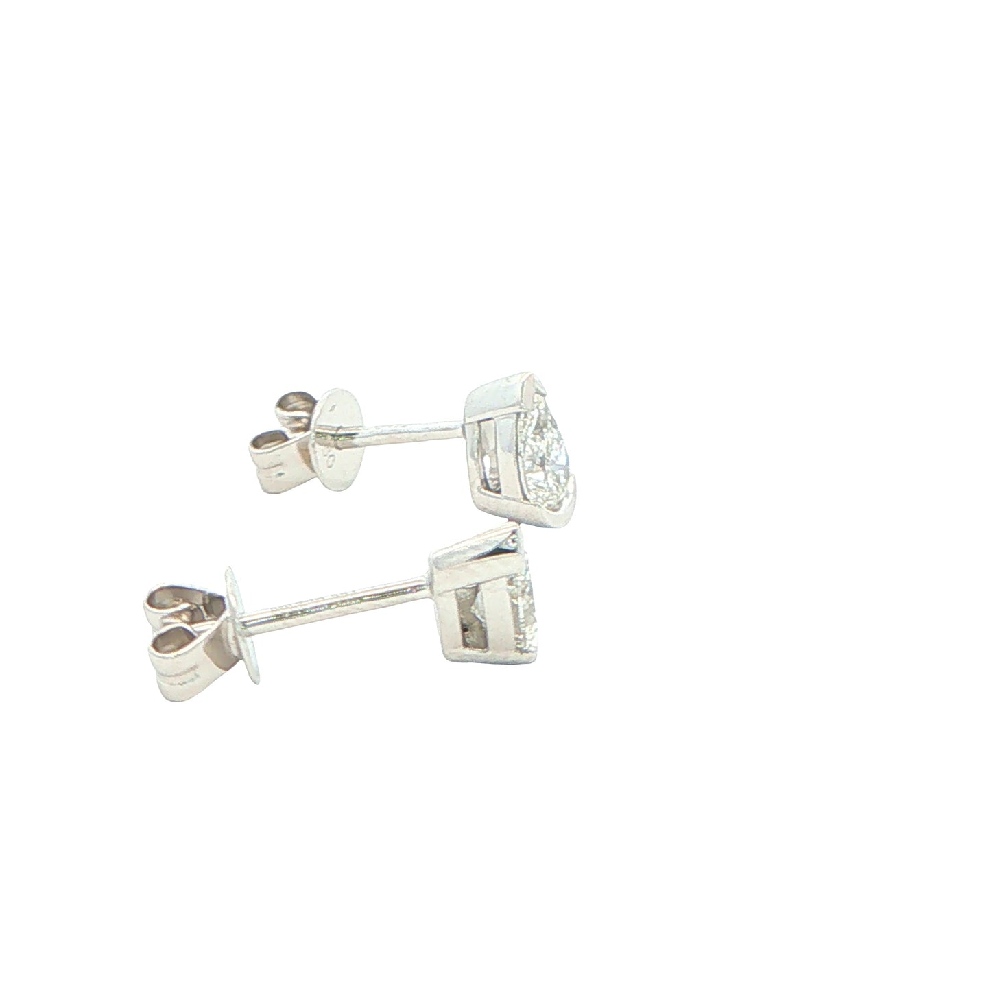 Pear Shaped Diamond Half Rub Over Set Solitaire Earrings - 0.60cts Gardiner Brothers