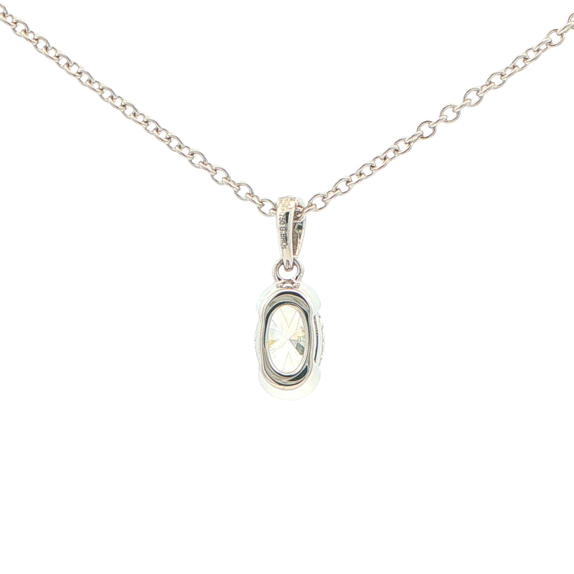 Oval Shaped Diamond Half Rub Over Set Solitaire Pendant - 0.70cts Gardiner Brothers