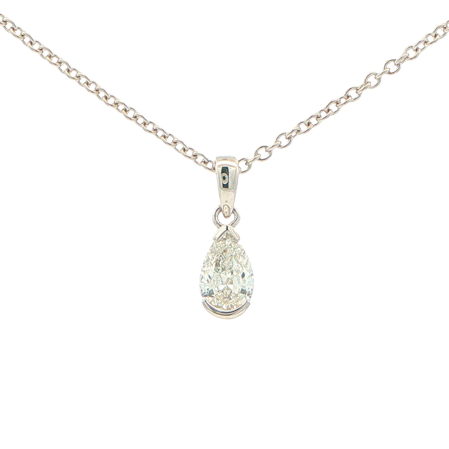 Pear Shaped Diamond Half Rub Over Set Solitaire Pendant - 0.50cts Gardiner Brothers