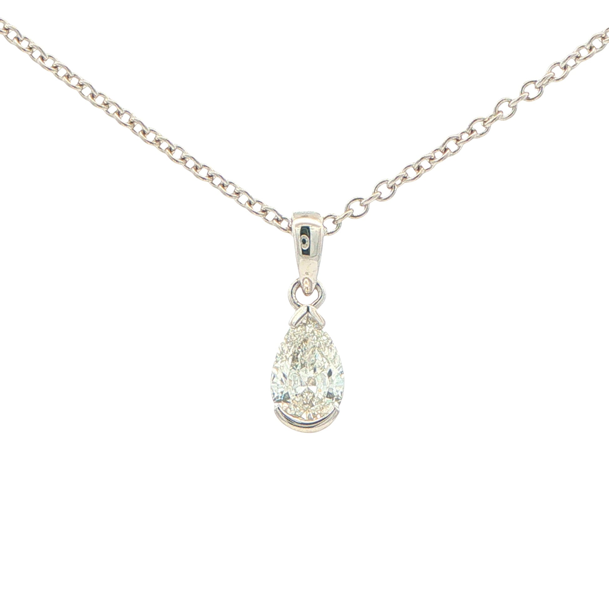 Pear Shaped Diamond Half Rub Over Set Solitaire Pendant - 0.50cts Gardiner Brothers