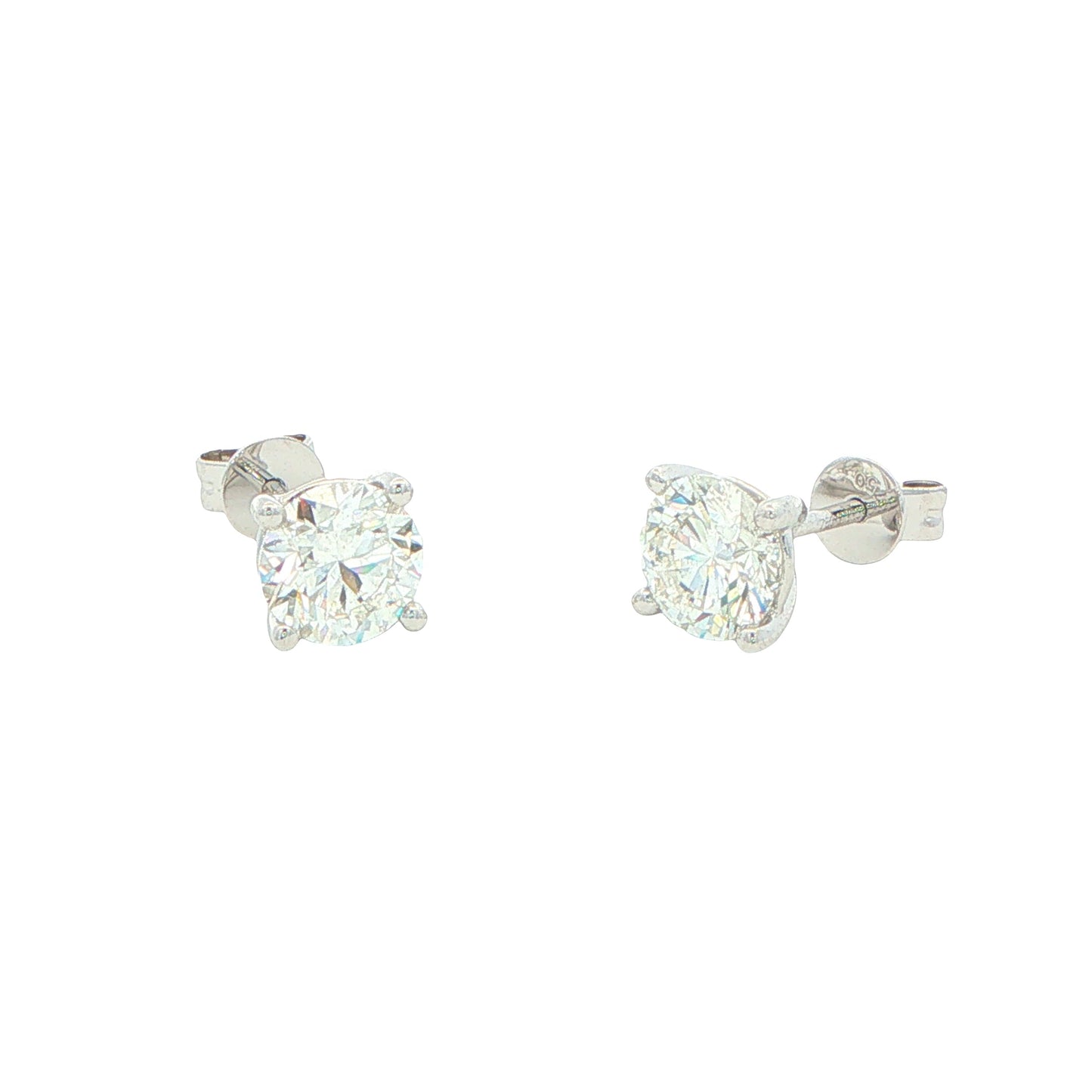 Round brilliant cut diamond solitaire earrings - 2.01cts Gardiner Brothers