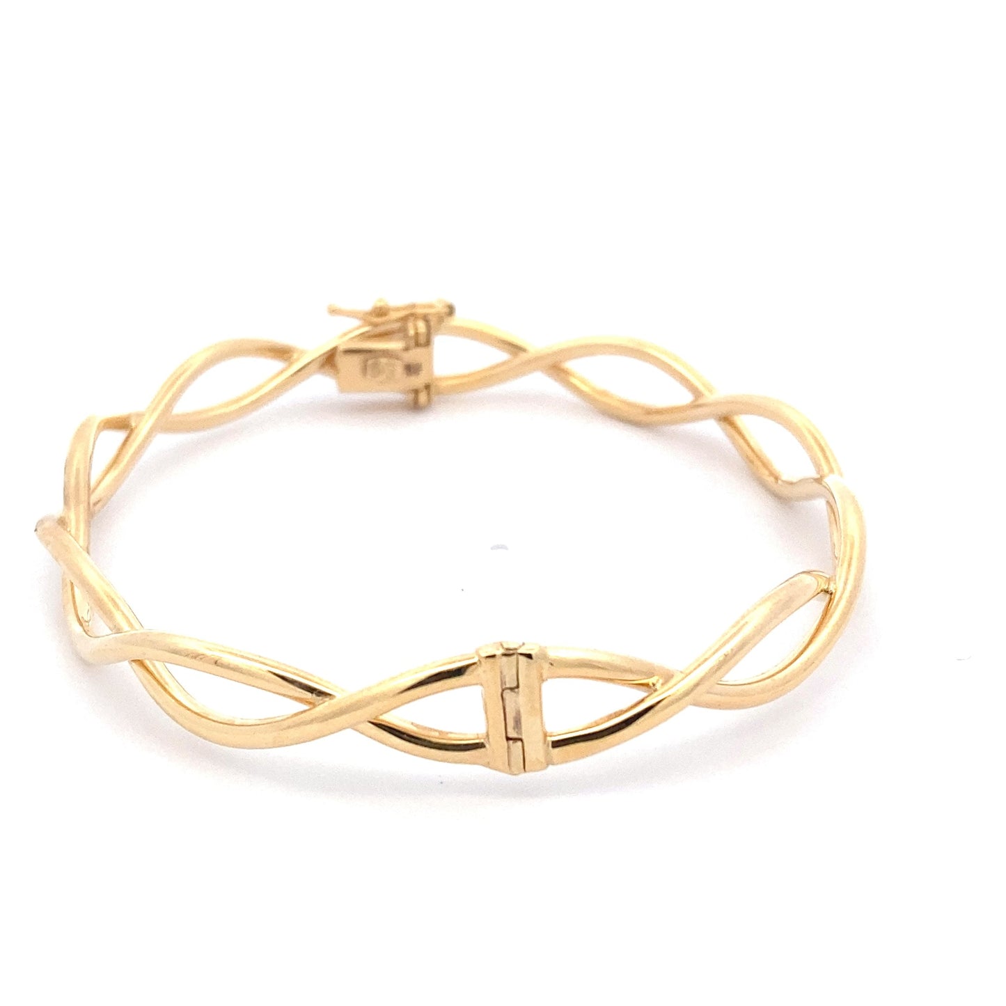 Yellow Gold Cross Over Bangle  Gardiner Brothers   