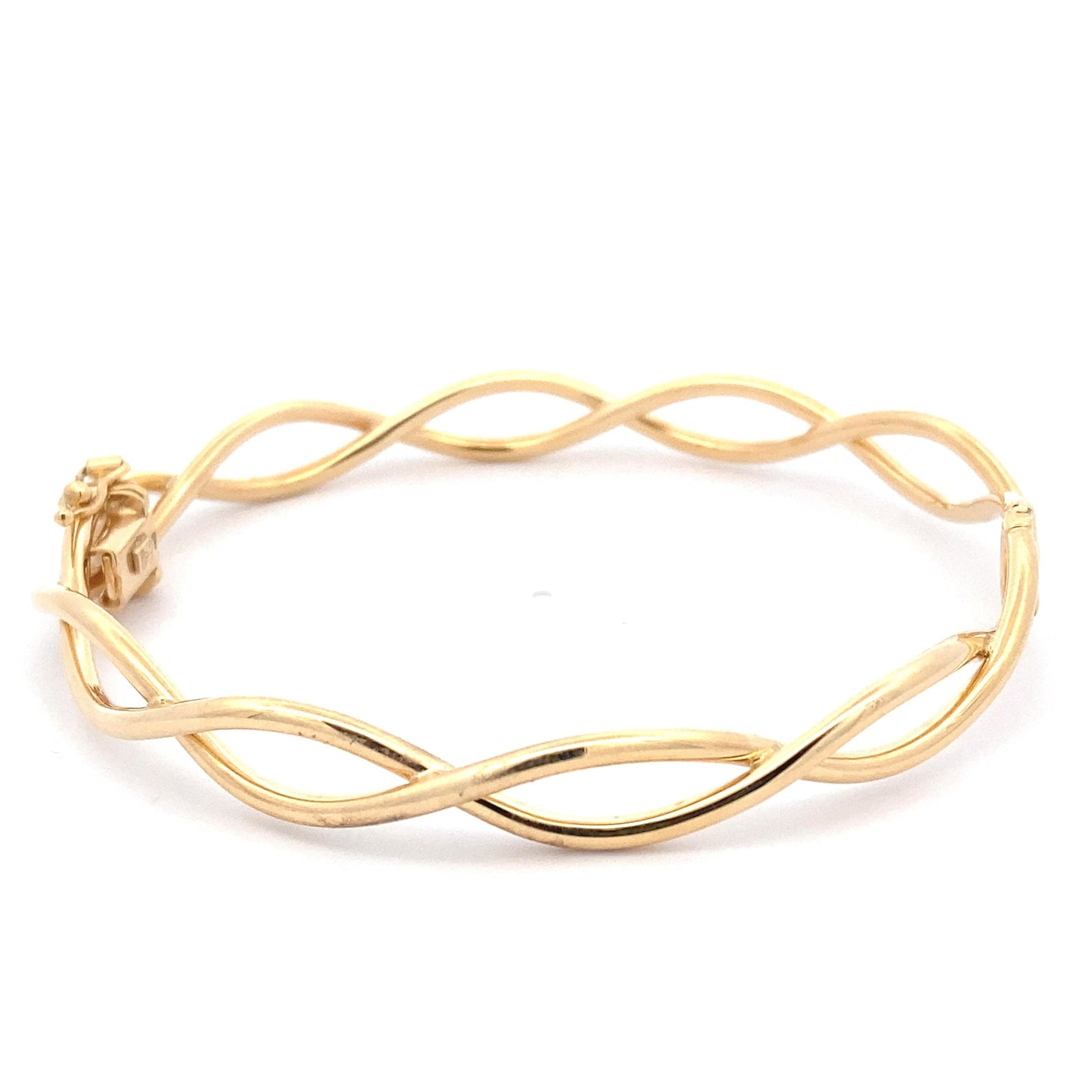 Yellow Gold Cross Over Bangle  Gardiner Brothers   