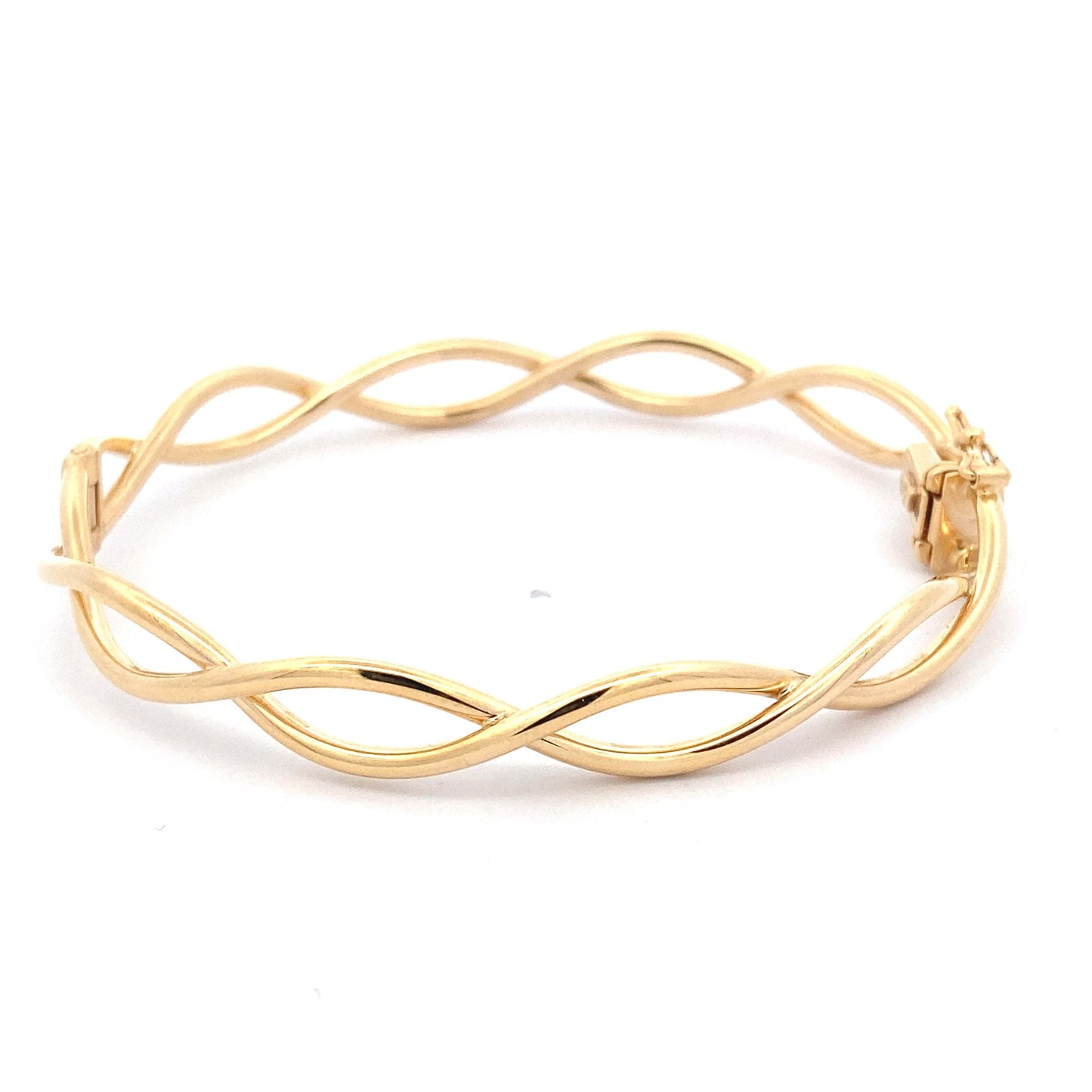 Yellow Gold Cross Over Bangle  Gardiner Brothers   