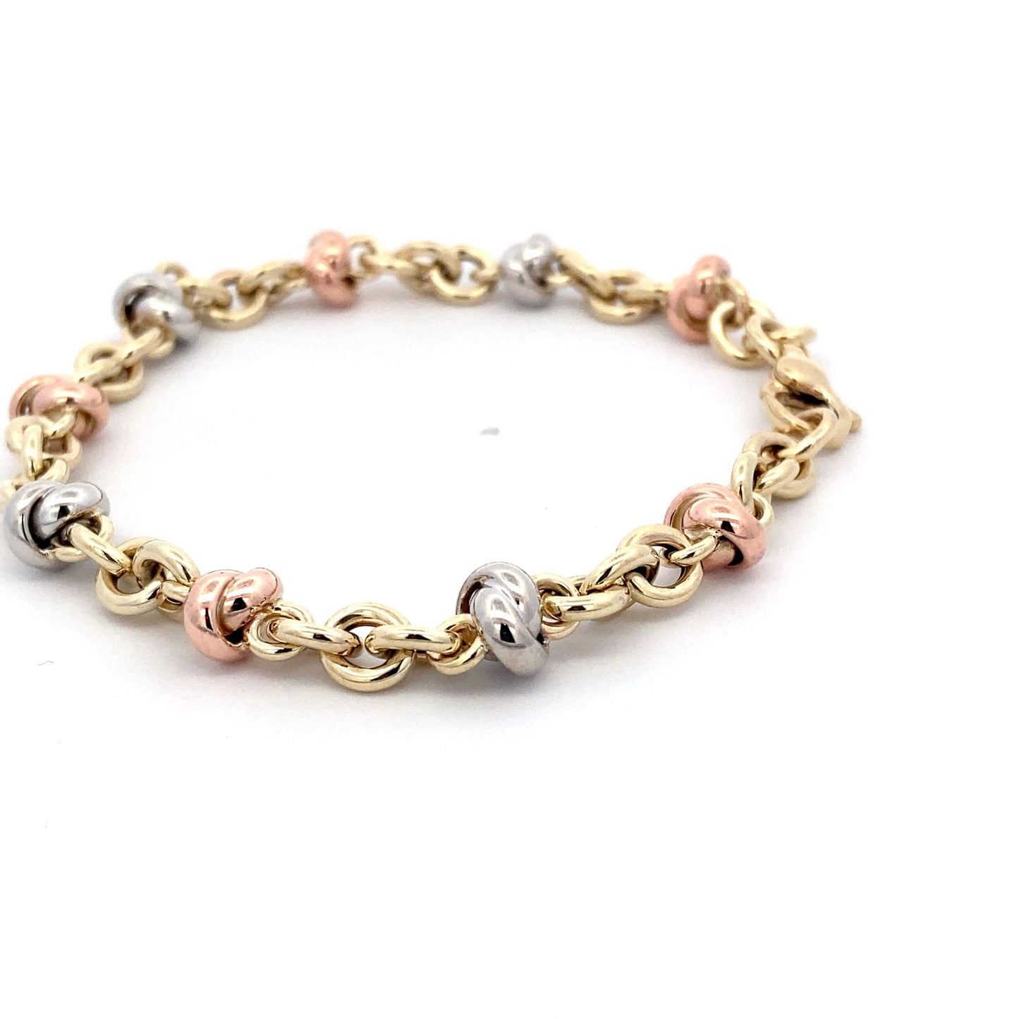 Yellow, Rose and White Gold Knot Style Bracelet  Gardiner Brothers   