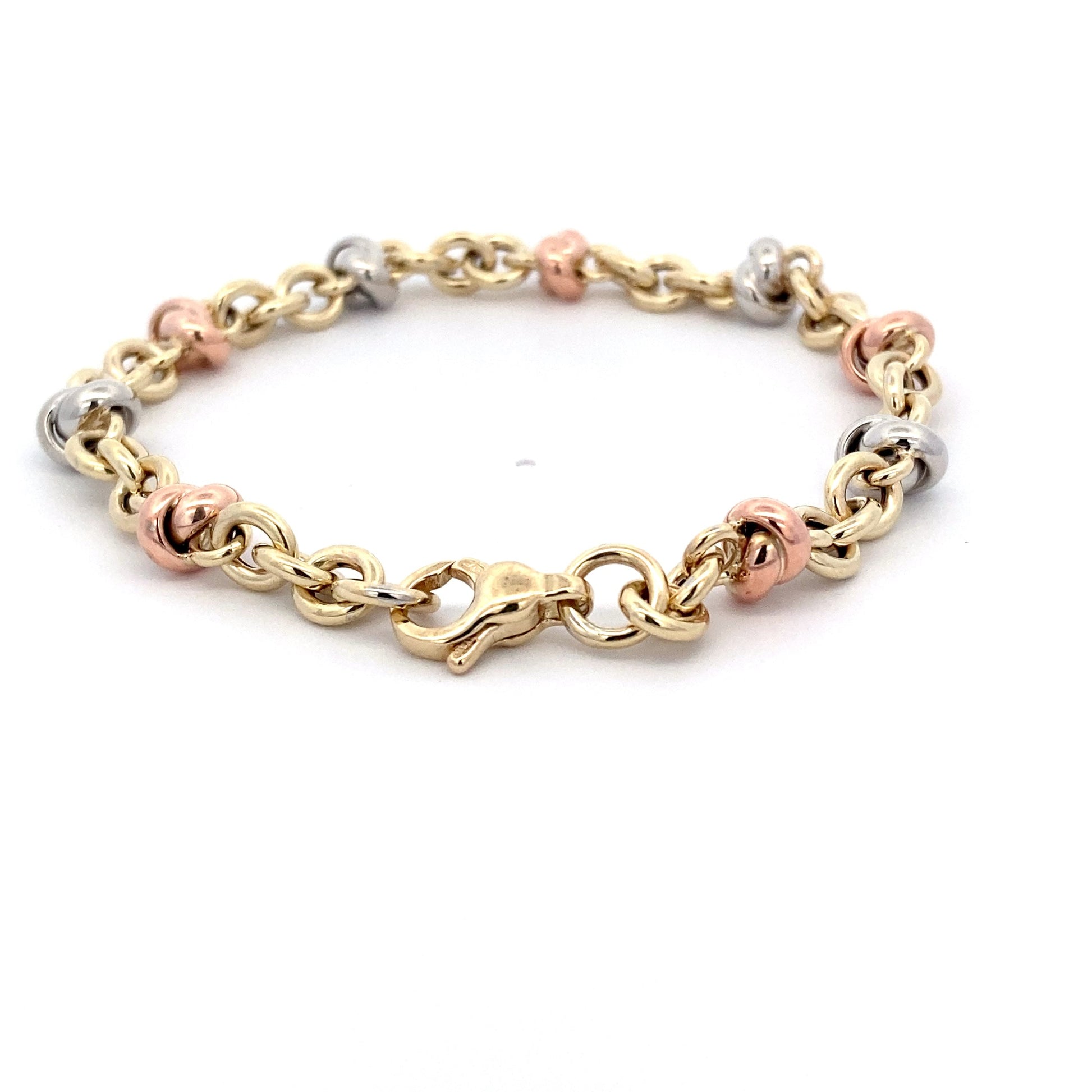 Yellow, Rose and White Gold Knot Style Bracelet  Gardiner Brothers   