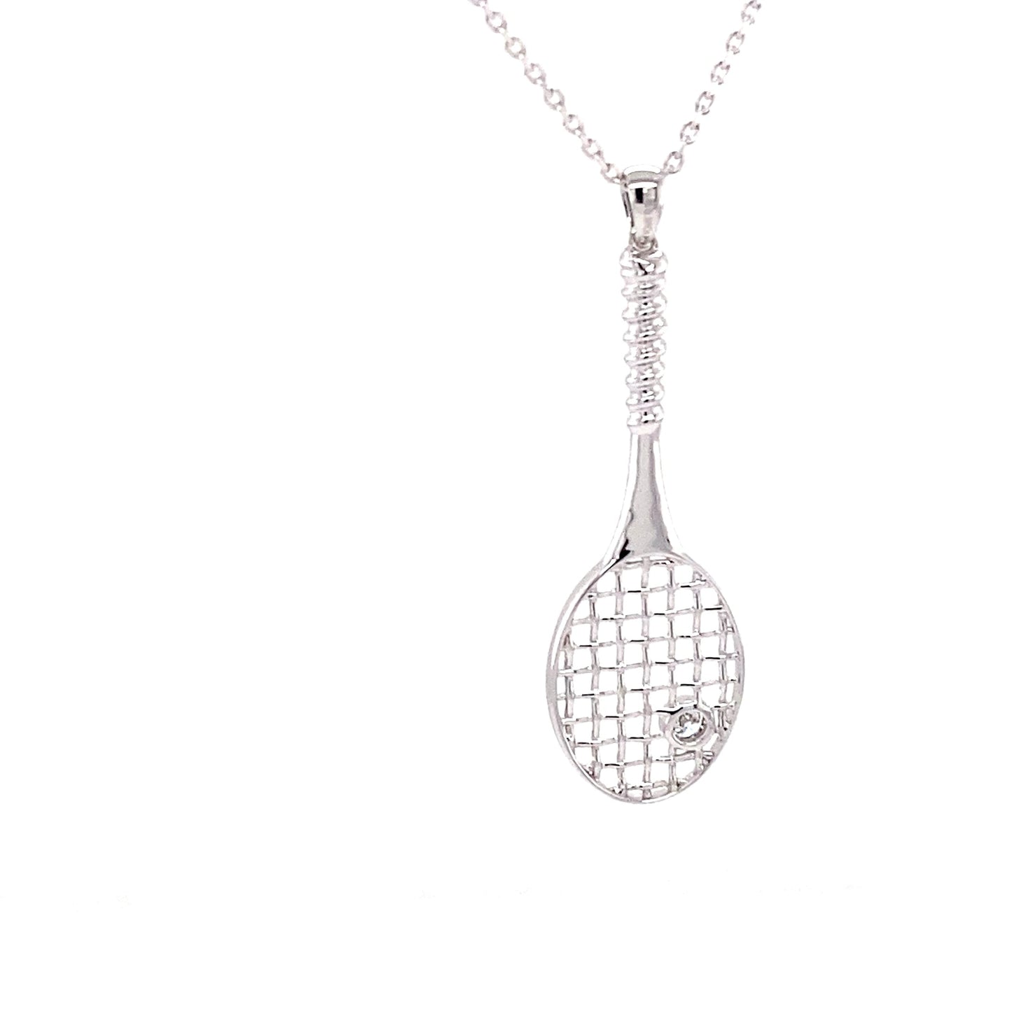 White Gold Diamond Set Tennis Racket Pendant  Gardiner Brothers   