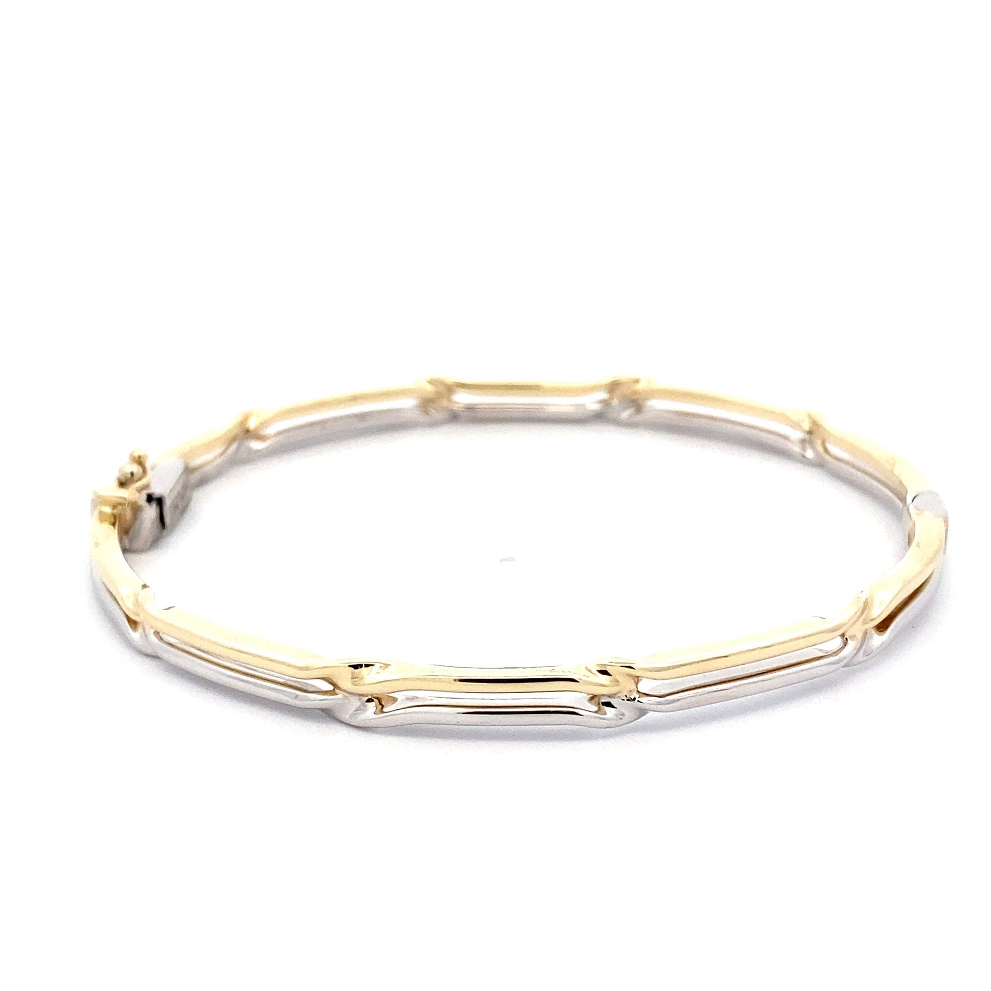 Yellow and White Gold Hinge Bangle with Twists  Gardiner Brothers   