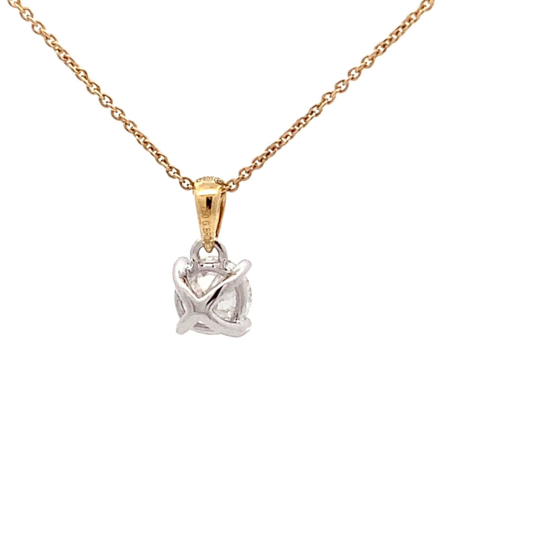 Round Brilliant Cut Diamond Solitaire Pendant - 0.90cts Gardiner Brothers