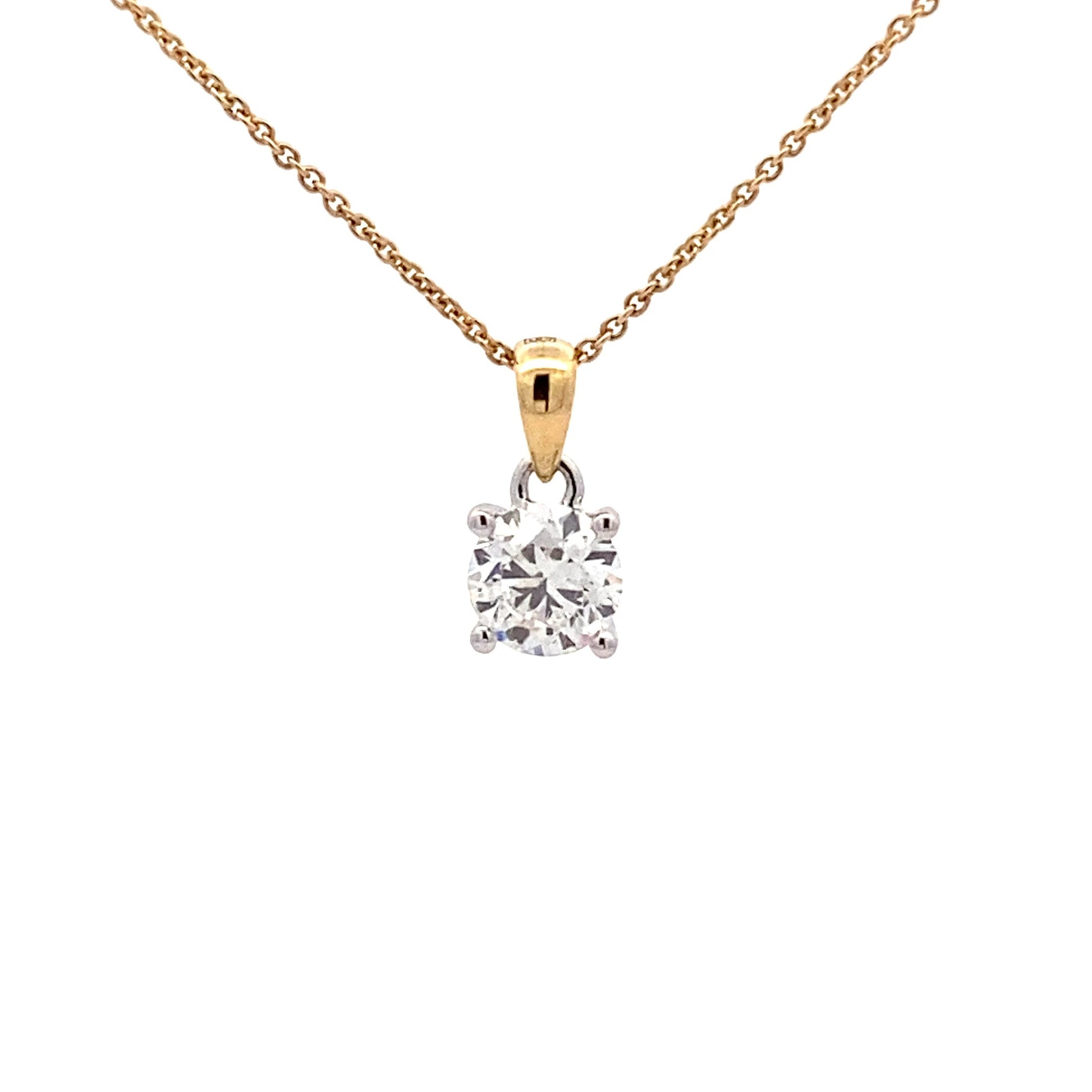 Round Brilliant Cut Diamond Solitaire Pendant - 0.90cts Gardiner Brothers