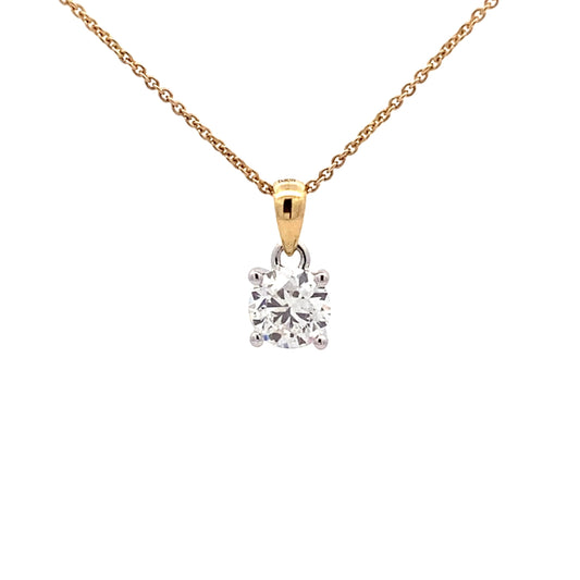 Round Brilliant Cut Diamond Solitaire Pendant - 0.90cts Gardiner Brothers