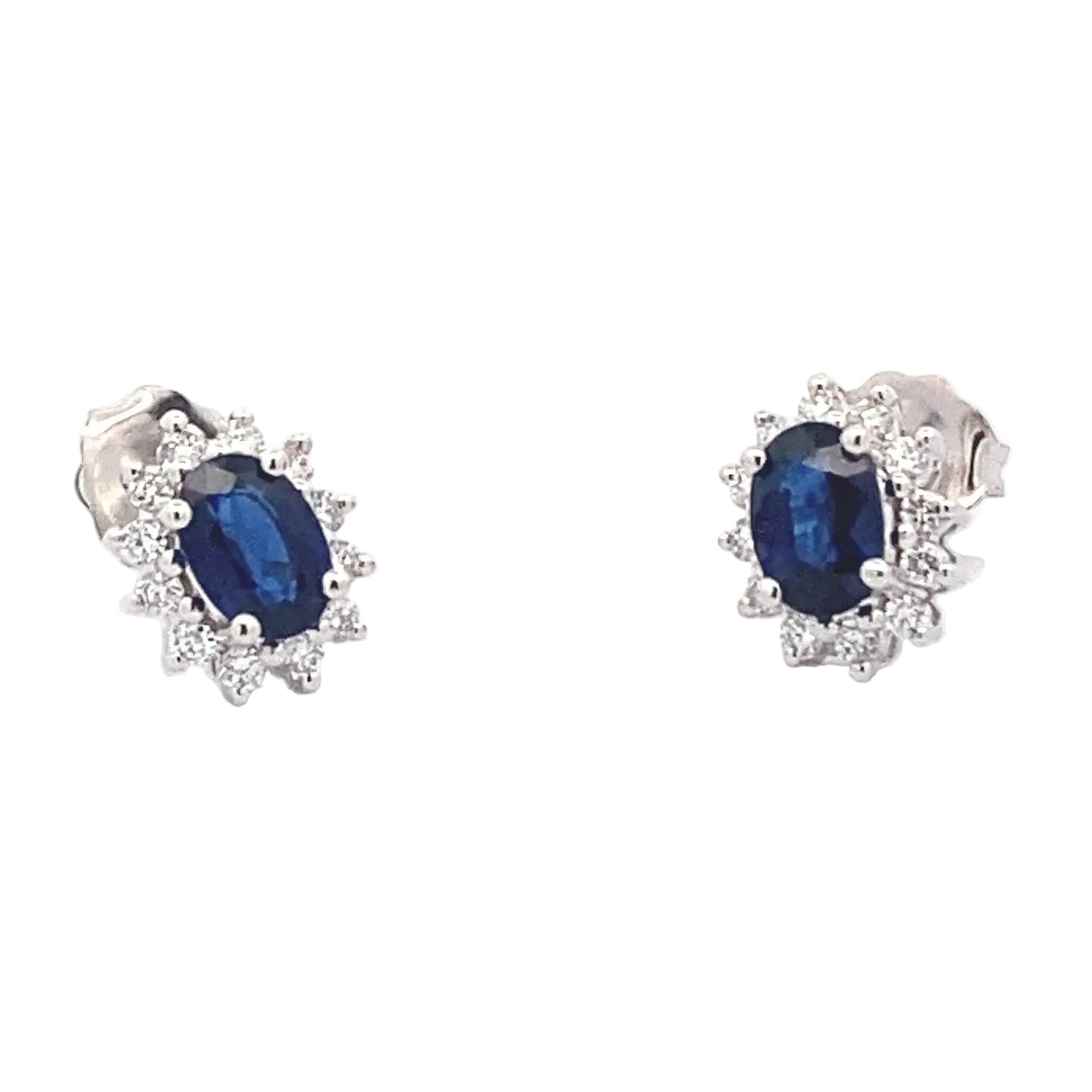 Sapphire and Round Brilliant Diamond Cluster Earrings  Gardiner Brothers   