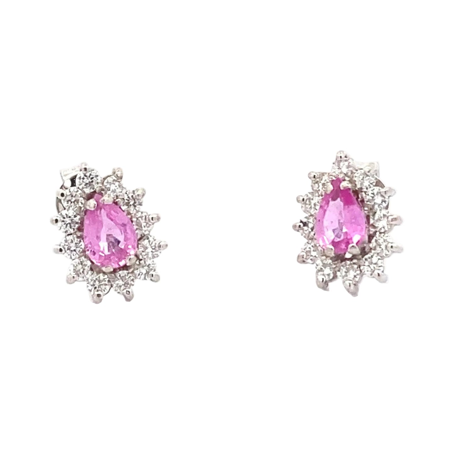 Pink Sapphire and Diamond Cluster Style Earrings  Gardiner Brothers   